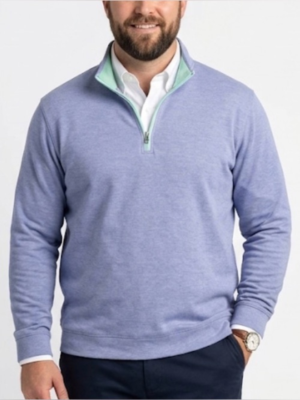 NWT Tailorbyrd Men's Modal Quarter Zip Pullover Sweater Preppy‎ Luxury Blue XXL